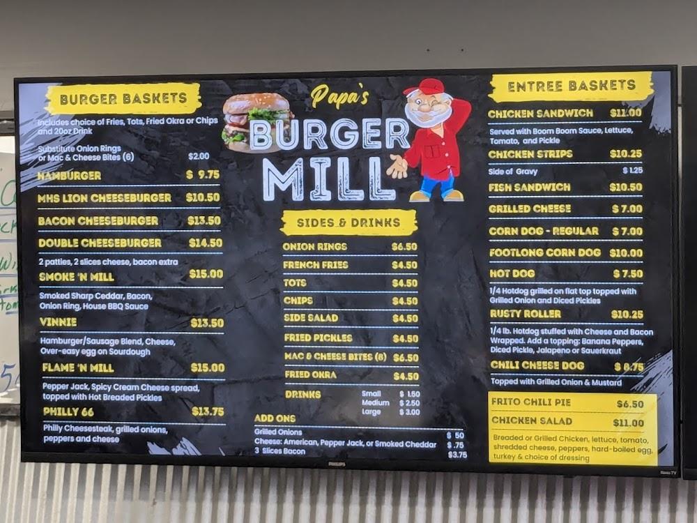 Papa's Burger Mill Menu image 3